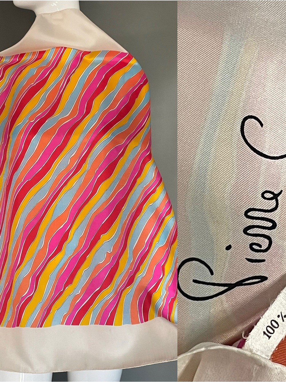 Gorg Vintage Pierre Cardin Silk Scarf 31 In Sq Very Good Condition